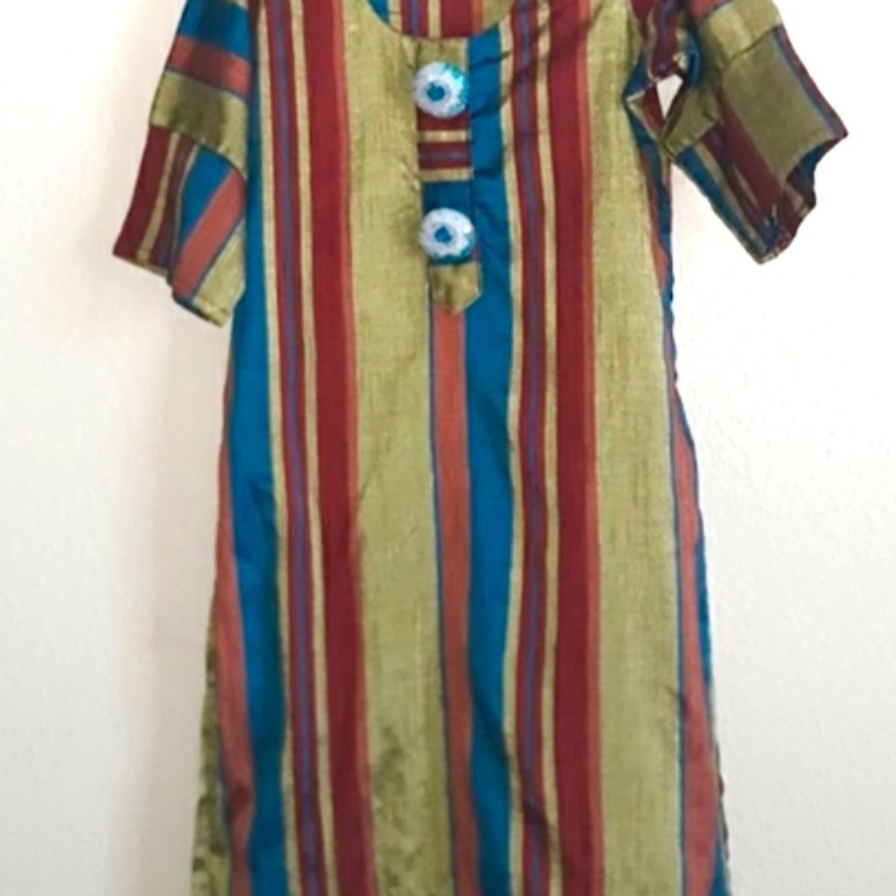 Handwoven SHIFT Dress, S, NEW.imported, striped fabric, 4 season